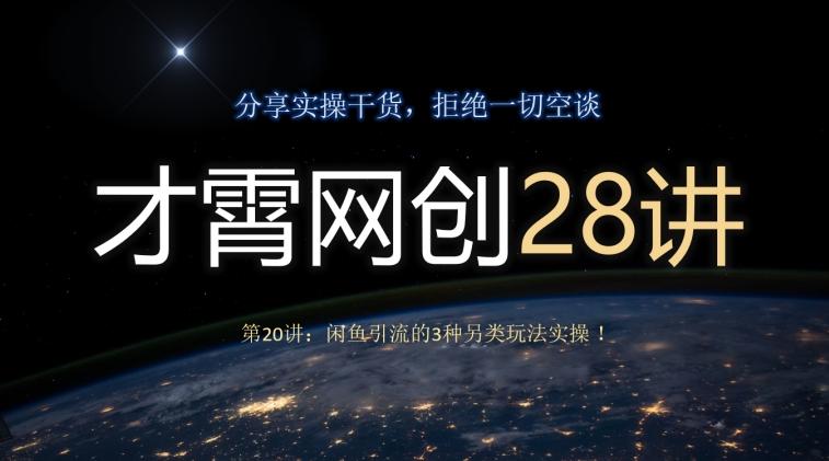 才霄网创28讲第20讲：闲鱼引流的3种另类玩法实操！-金易项目网