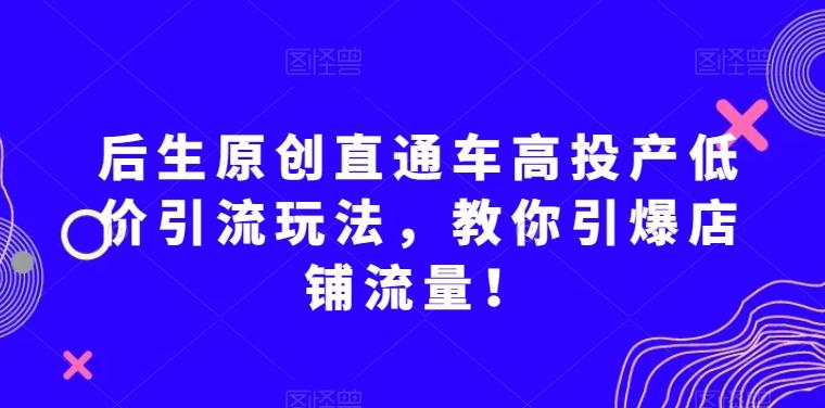 后生原创直通车高投产低价引流玩法，教你引爆店铺流量！-金易项目网