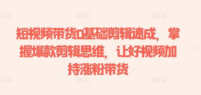 短视频带货0基础剪辑速成，掌握爆款剪辑思维，让好视频加持涨粉带货-金易项目网