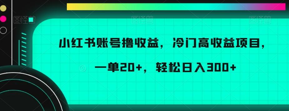 小红书账号撸收益，冷门高收益项目，一单20+，轻松日入300+【揭秘】-金易项目网