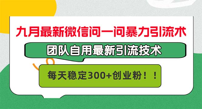 九月最新微信问一问暴力引流术，团队自用引流术，每天稳定300+创…-金易项目网