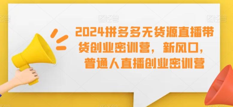 2024拼多多无货源直播带货创业密训营，新风口，普通人直播创业密训营-金易项目网