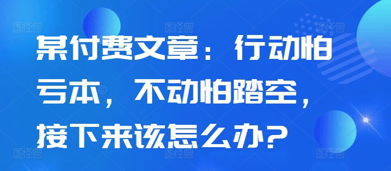 某付费文章：行动怕亏本，不动怕踏空，接下来该怎么办?-金易项目网