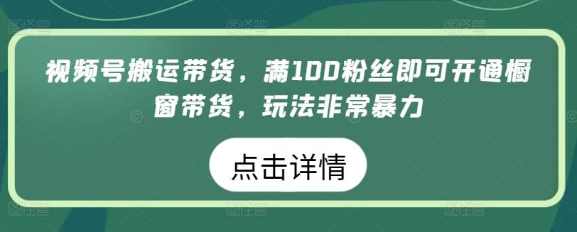 视频号搬运带货，满100粉丝即可开通橱窗带货，玩法非常暴力【揭秘】-金易项目网