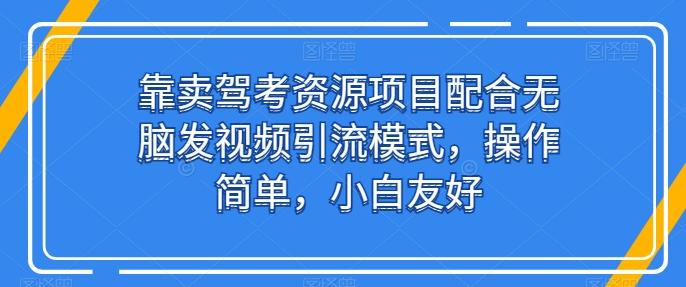 靠卖驾考资源项目配合无脑发视频引流模式，操作简单，小白友好【揭秘】-金易项目网