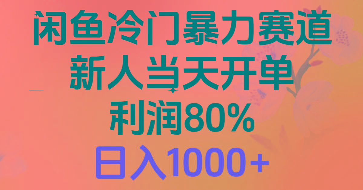 2024闲鱼冷门暴力赛道，新人当天开单，利润80%，日入1000+-金易项目网