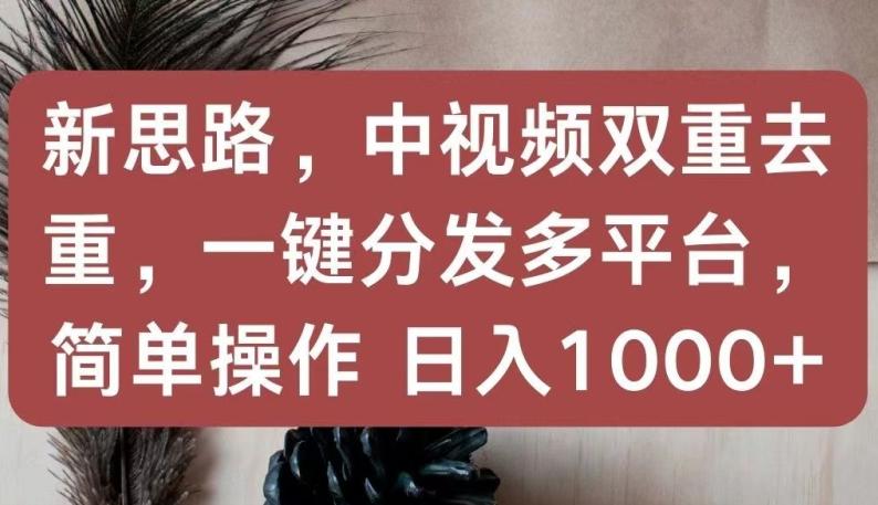 新思路，中视频双重去重，一键分发多平台，简单操作，日入1000+【揭秘】-金易项目网