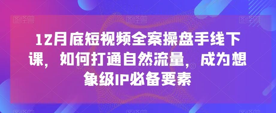 12月底短视频全案操盘手线下课，如何打通自然流量，成为想象级IP必备要素-金易项目网