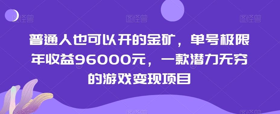 普通人也可以开的金矿，单号极限年收益96000元，一款潜力无穷的游戏变现项目【揭秘】-金易项目网