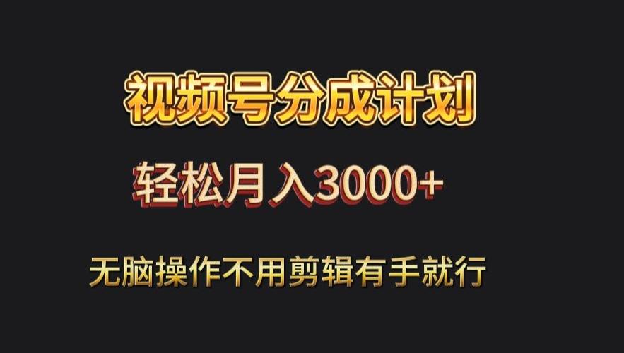 视频号流量分成，不用剪辑，有手就行，轻松月入2000+-金易项目网