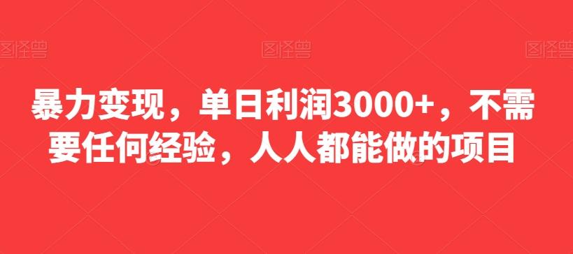 暴力变现，单日利润3000+，不需要任何经验，人人都能做的项目-金易项目网