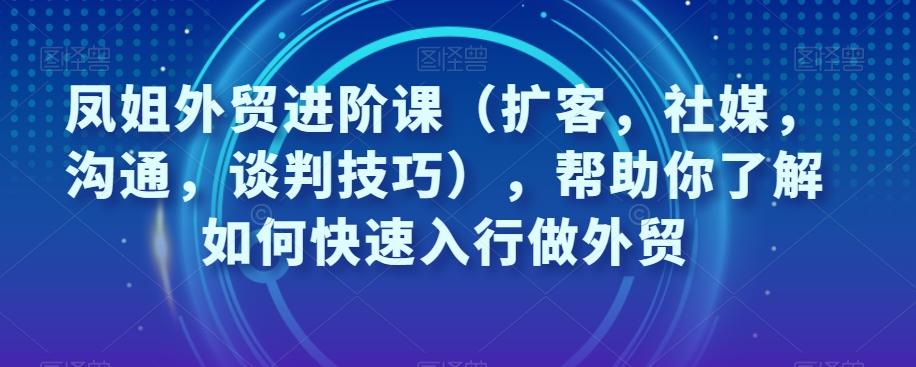 凤姐外贸进阶课（扩客，社媒，沟通，谈判技巧），帮助你了解如何快速入行做外贸-金易项目网