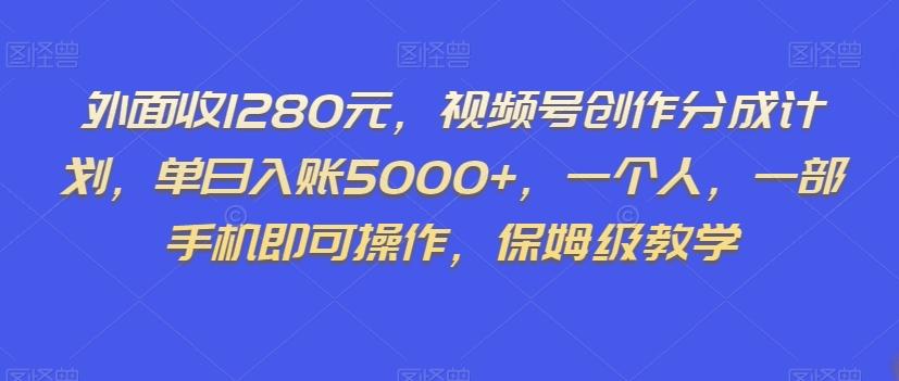 外面收1280元，视频号创作分成计划，单日入账5000+，一个人，一部手机即可操作，保姆级教学【揭秘】-金易项目网