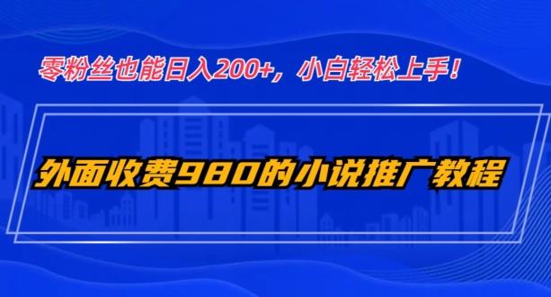 外面收费980的小说推广教程：零粉丝也能日入200+，小白轻松上手！-金易项目网
