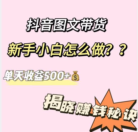 抖音图文带货，新手小白怎么做？单天收益500+【揭秘赚钱秘诀】-金易项目网