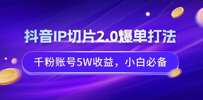 抖音IP切片2.0爆单打法，千粉账号5W收益，小白必备-金易项目网