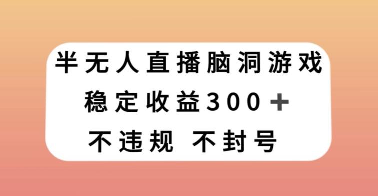 半无人直播脑洞小游戏，每天收入300+，保姆式教学小白轻松上手【揭秘】-金易项目网