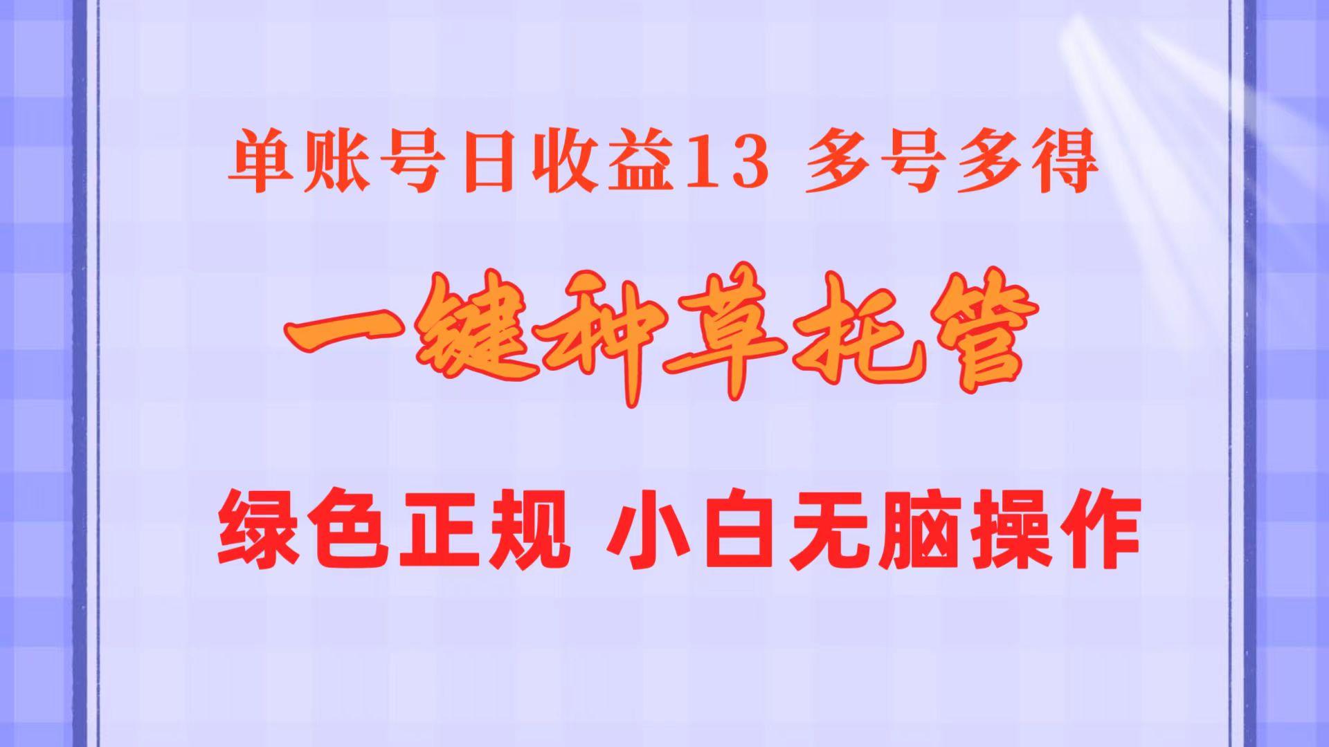 一键种草托管 单账号日收益13元  10个账号一天130  绿色稳定 可无限推广-金易项目网