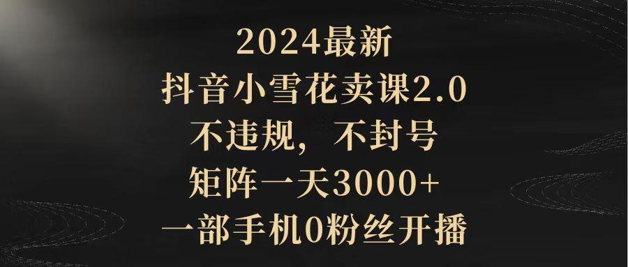 (9639期)2024最新抖音小雪花卖课2.0 不违规 不封号 矩阵一天3000+一部手机0粉丝开播-金易项目网