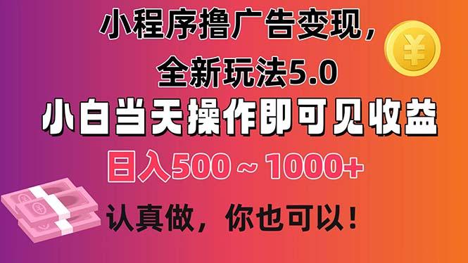 小程序撸广告变现，全新玩法5.0，小白当天操作即可上手，日收益 500~1000+-金易项目网