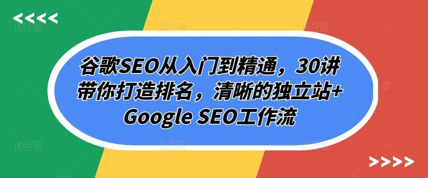 谷歌SEO从入门到精通，30讲带你打造排名，清晰的独立站+Google SEO工作流-金易项目网