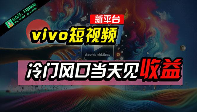 全新平台vivo短视频，新风口AI混剪无脑搬运，冷门风口当天见收益，7天…-金易项目网