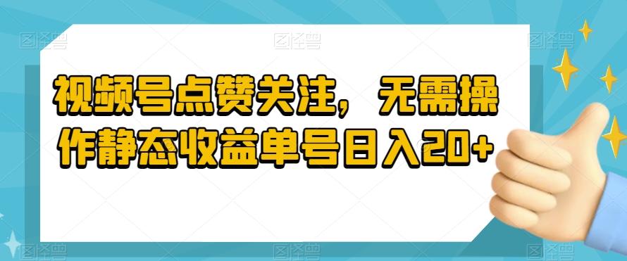 视频号点赞关注，无需操作静态收益单号日入20+-金易项目网