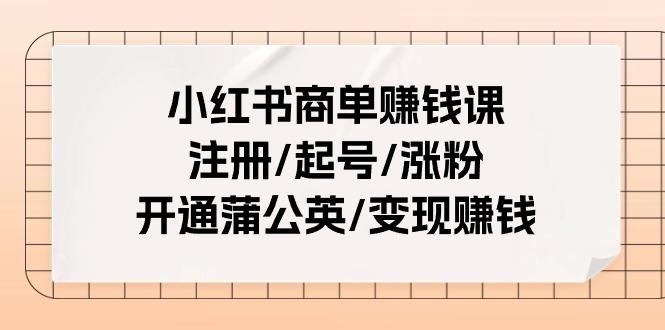 小红书商单赚钱课：注册/起号/涨粉/开通蒲公英/变现赚钱(25节课)-金易项目网