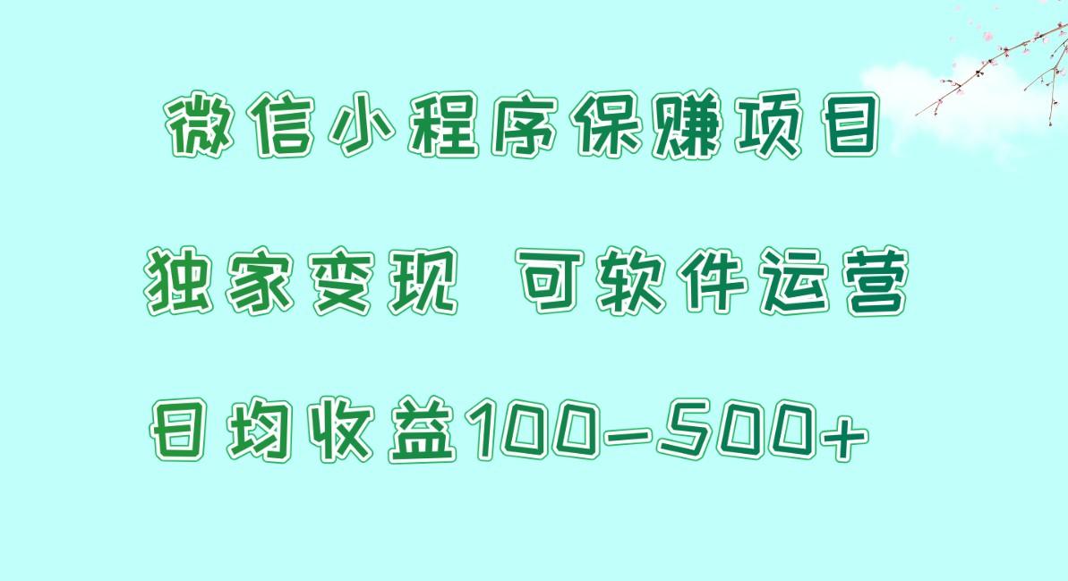 微信小程序保赚项目，日均收益100~500+，独家变现，可软件运营-金易项目网