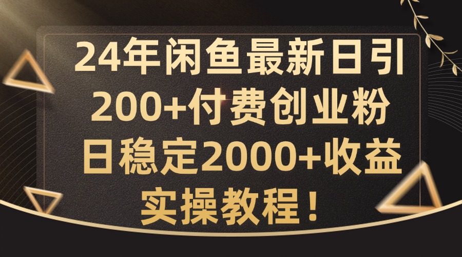 24年闲鱼最新日引200+付费创业粉日稳2000+收益，实操教程【揭秘】-金易项目网