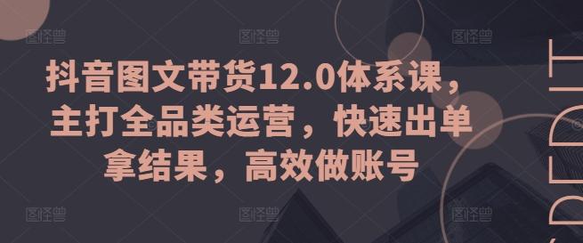 抖音图文带货12.0体系课，主打全品类运营，快速出单拿结果，高效做账号-金易项目网