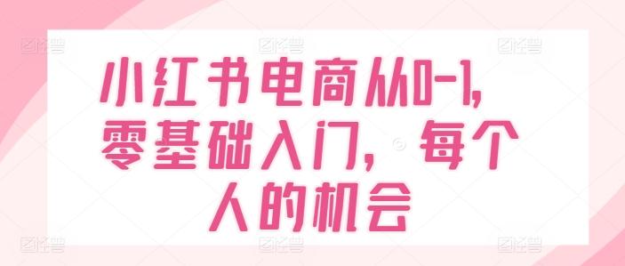 小红书电商从0-1，零基础入门，每个人的机会-金易项目网