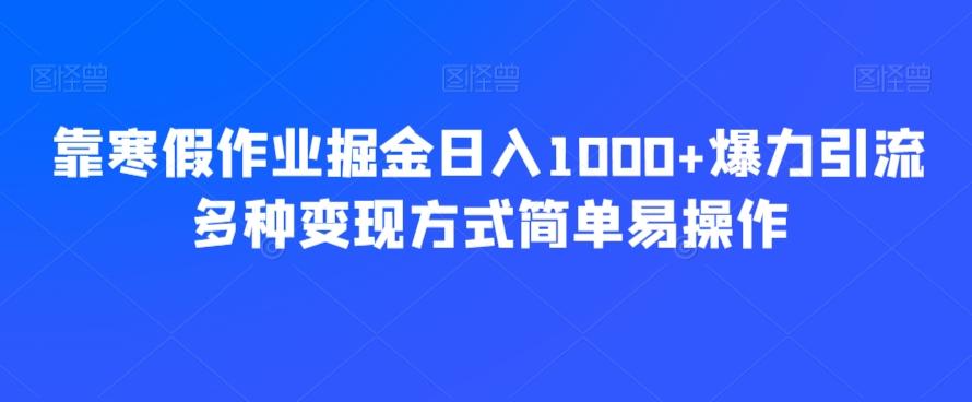 靠寒假作业掘金日入1000+爆力引流多种变现方式简单易操作-金易项目网