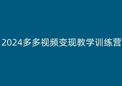 2024多多视频变现教学训练营，新手保姆级教程，适合新手小白-金易项目网