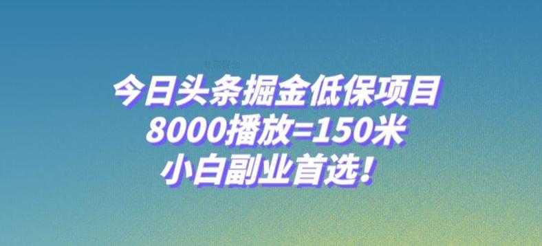 今日头条掘金低保项目，8000播放=150米，小白副业首选【揭秘】-金易项目网