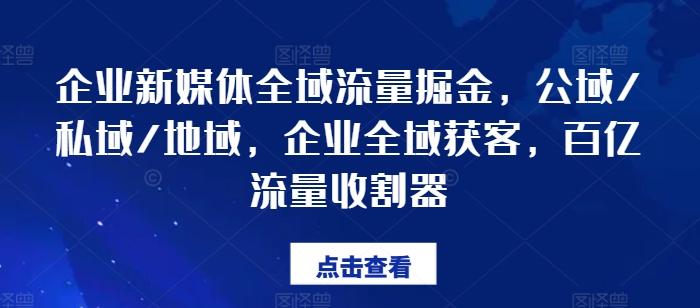 企业新媒体全域流量掘金，公域/私域/地域，企业全域获客，百亿流量收割器-金易项目网