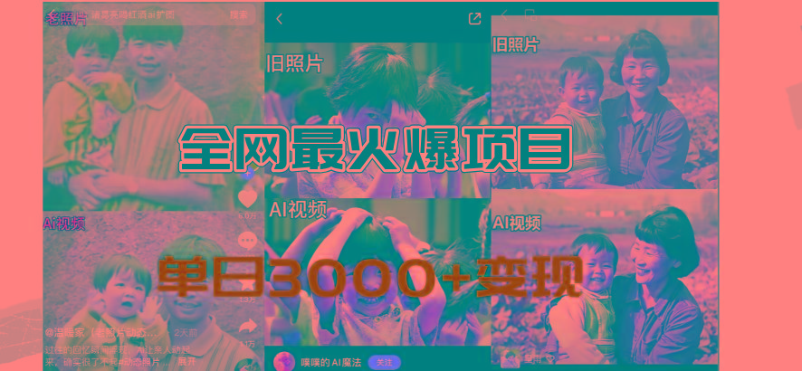 全网爆火的AI让老照片动起来教程，蹭热点日赚3000+，内含免费工具一键…-金易项目网