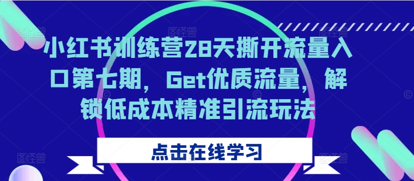 小红书训练营28天撕开流量入口第七期，Get优质流量，解锁低成本精准引流玩法-金易项目网