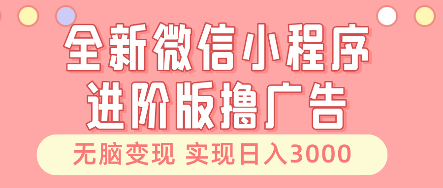 全新微信小程序进阶版撸广告 无脑变现睡后也有收入 日入3000＋-金易项目网