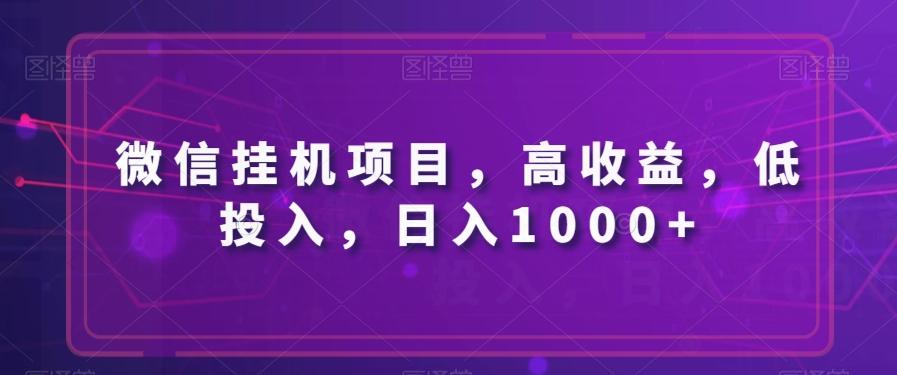 微信挂机项目，高收益，低投入，日入1000+-金易项目网