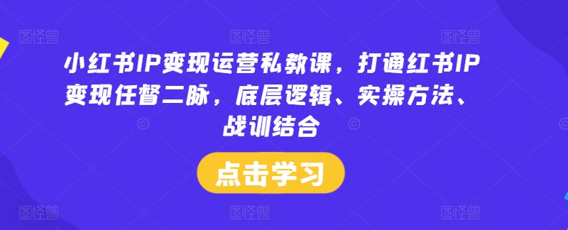 小红书IP变现运营私教课，打通红书IP变现任督二脉，底层逻辑、实操方法、战训结合-金易项目网