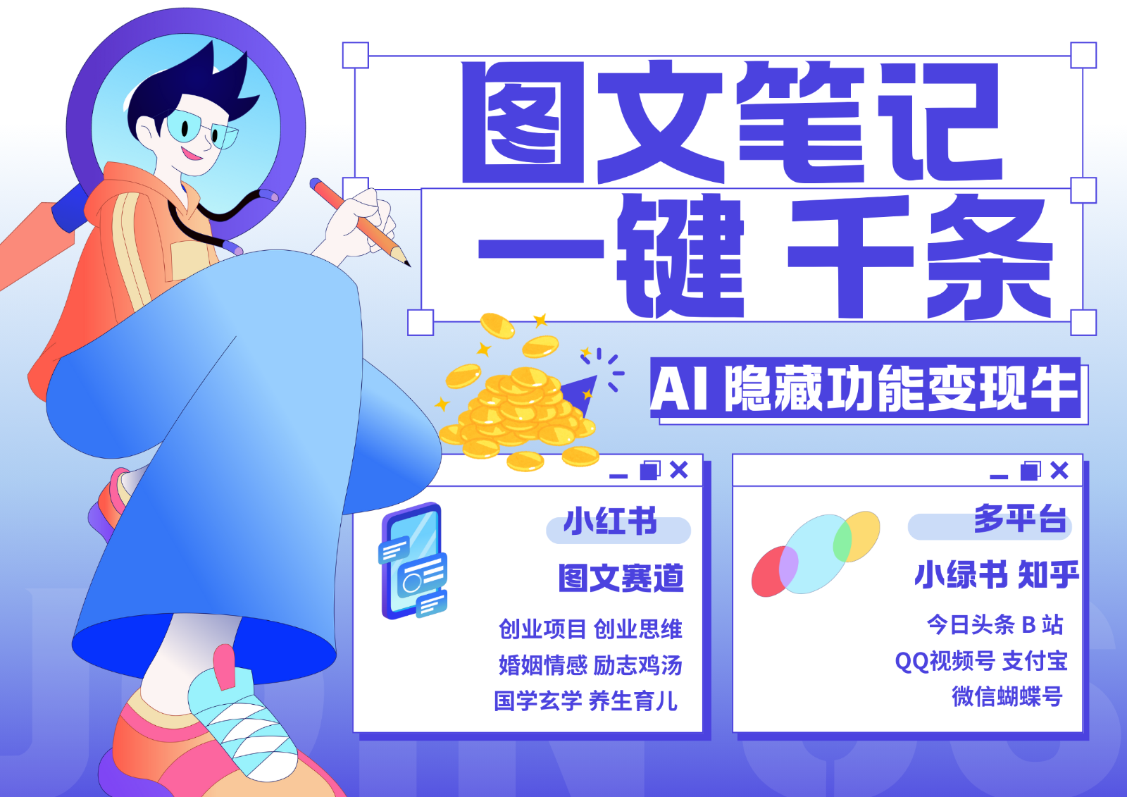 1键生成数千条图文 创业国学 秒生笔记 小红书小绿书图文 轻松引流 变现30000+-金易项目网