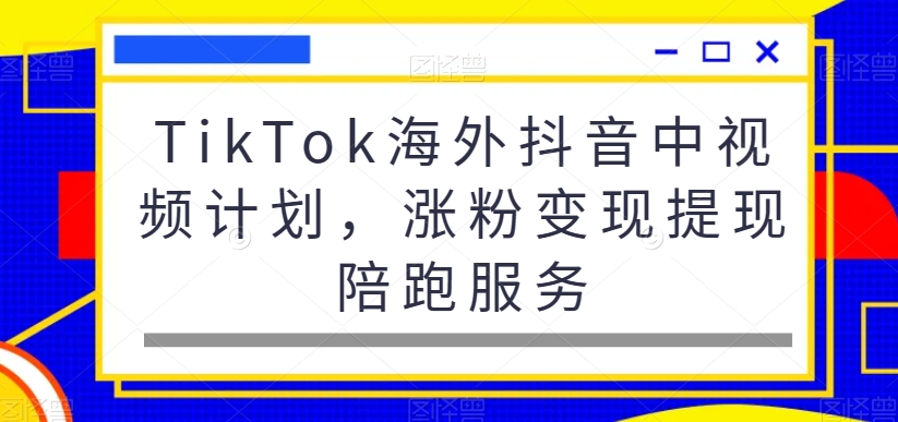 TikTok海外抖音中视频计划，涨粉变现提现陪跑服务-金易项目网