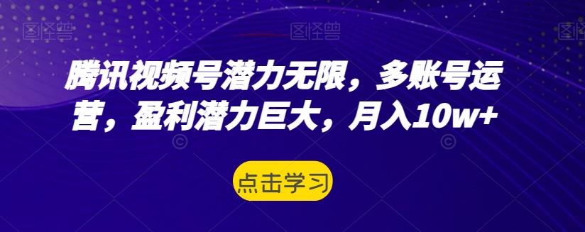腾讯视频号潜力无限，多账号运营，盈利潜力巨大，月入10w+-金易项目网