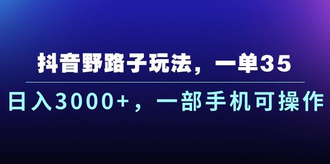抖音野路子玩法，一单35.日入3000+，一部手机可操作-金易项目网