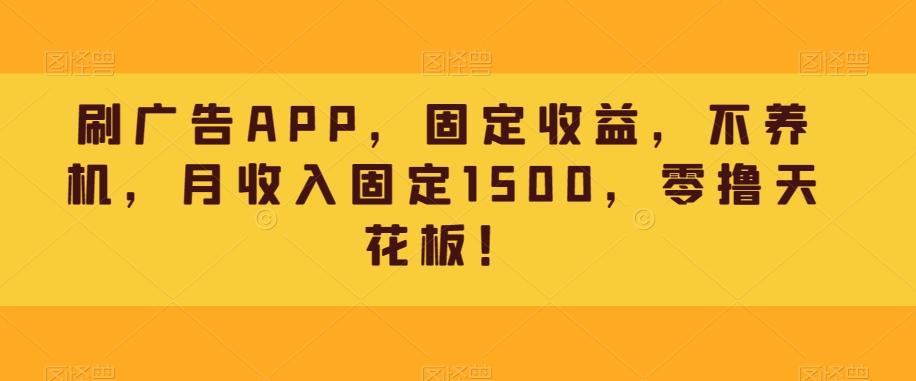 刷广告APP，固定收益，不养机，月收入固定1500，零撸天花板！-金易项目网