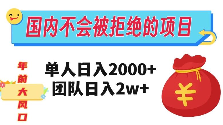 在国内不怕被拒绝的项目，单人日入2000，团队日入20000+【揭秘】-金易项目网