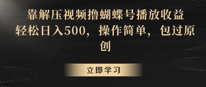 靠解压视频撸蝴蝶号播放收益，轻松日入500，操作简单，包过原创【揭秘】-金易项目网