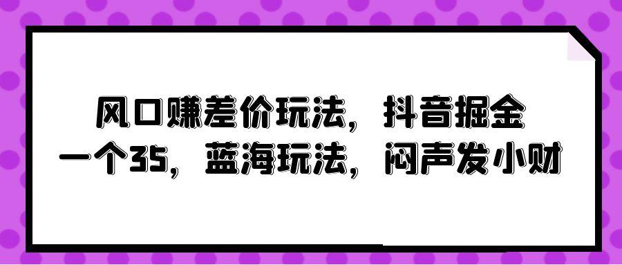 (10022期)风口赚差价玩法，抖音掘金，一个35，蓝海玩法，闷声发小财-金易项目网