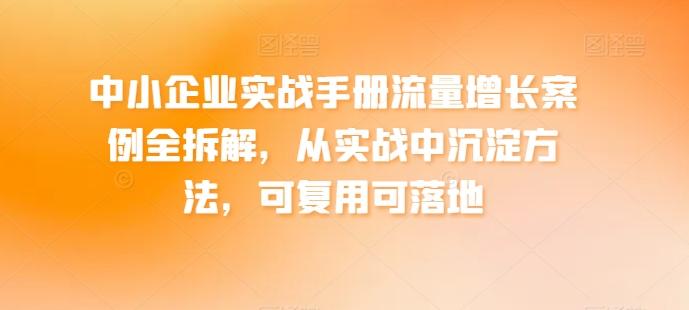 中小企业实战手册流量增长案例全拆解，从实战中沉淀方法，可复用可落地-金易项目网